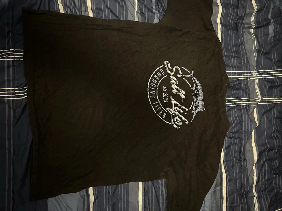 SALT LIFE Live Salty BlackTee 男式口袋短袖衬衫 XL — 第 3/3 张图片