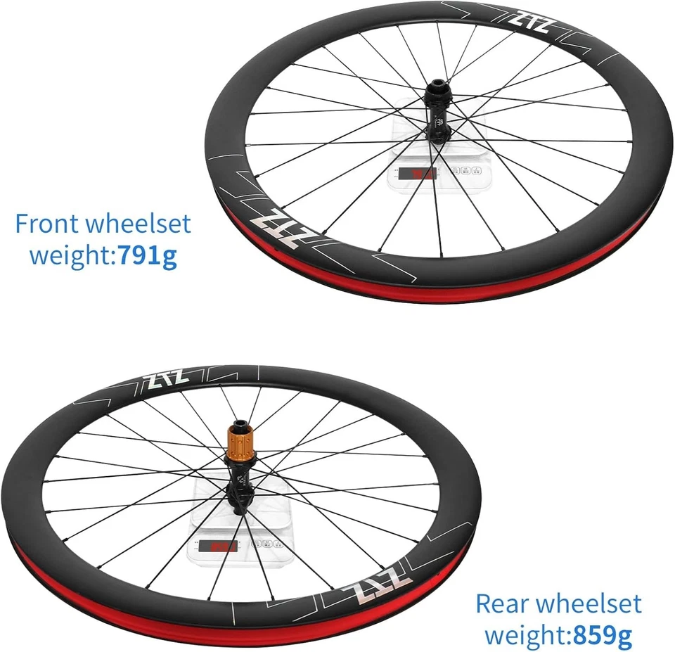 ZTZ 700C Carbon Road Bike Wheelset, Ultralight 51mm Depth 30.6mm Width DiscBrake - Image 2 of 4