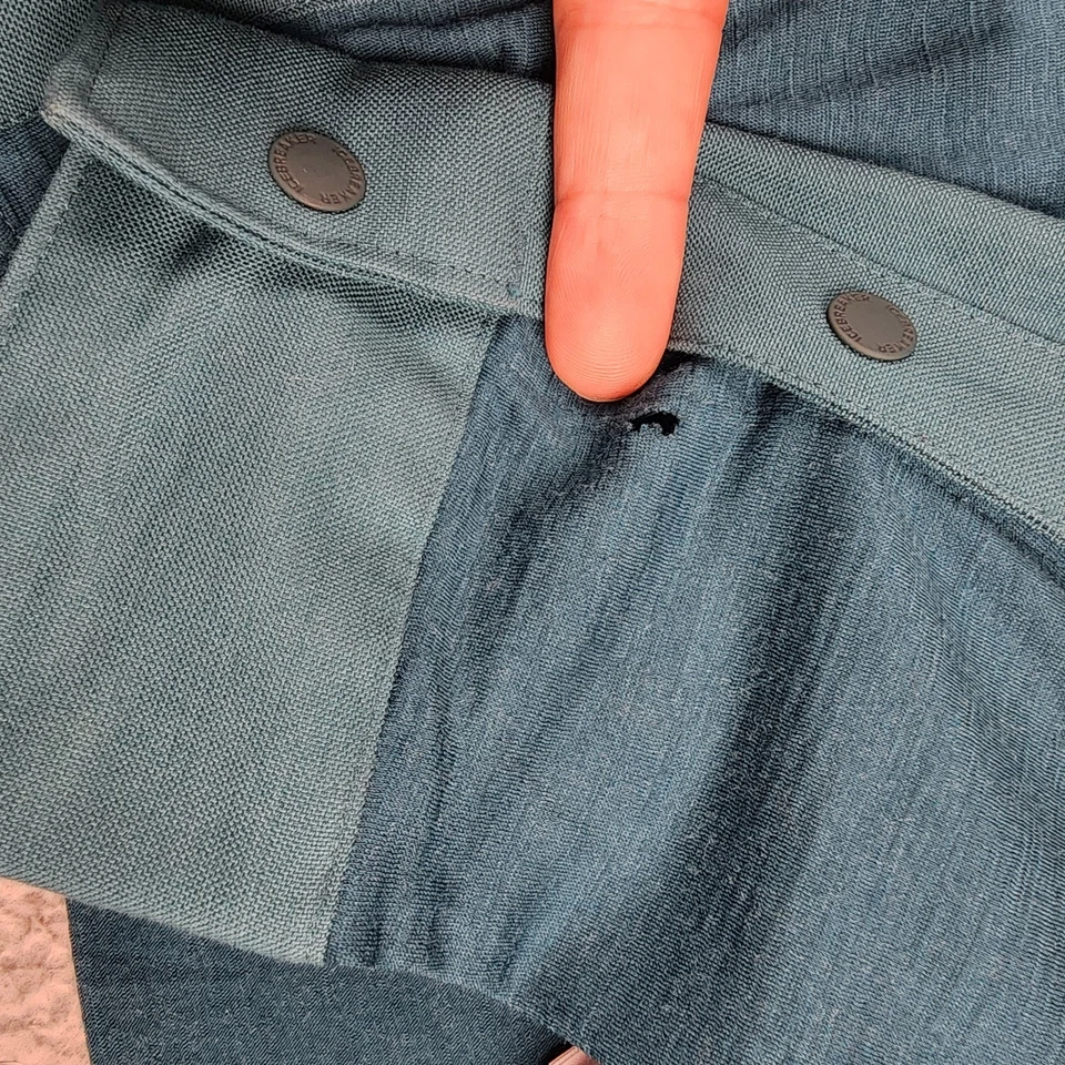 Camisa rompehielos para hombre grande de lana verde manga larga botón a presión Foto 4 de 4