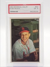 STAN MUSIAL 1953 BOWMAN COLOR BASEBALL CARDINALS #32 PSA 5 Q0731