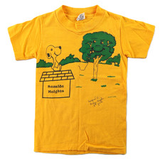 Vintage 70s 80s Youth Kids XS S Yellow Snoopy Peanuts School T Shirt