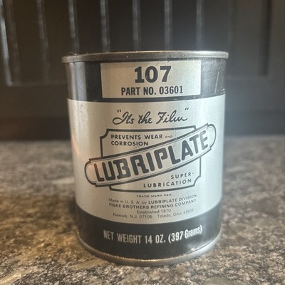 Lubriplate 107 Grease 14 Oz Metal Advertising Can- 1/2 Full