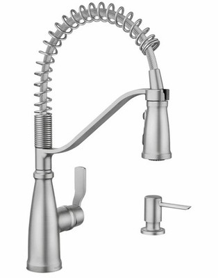 NEW Moen 87886SRS Nolia Pulldown Kitchen Faucet Stainless W/Soap Dispenser