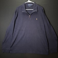 Polo Ralph Lauren Sweater Mens XL Navy Estate Rib 1/4 Zip Pullover Cotton