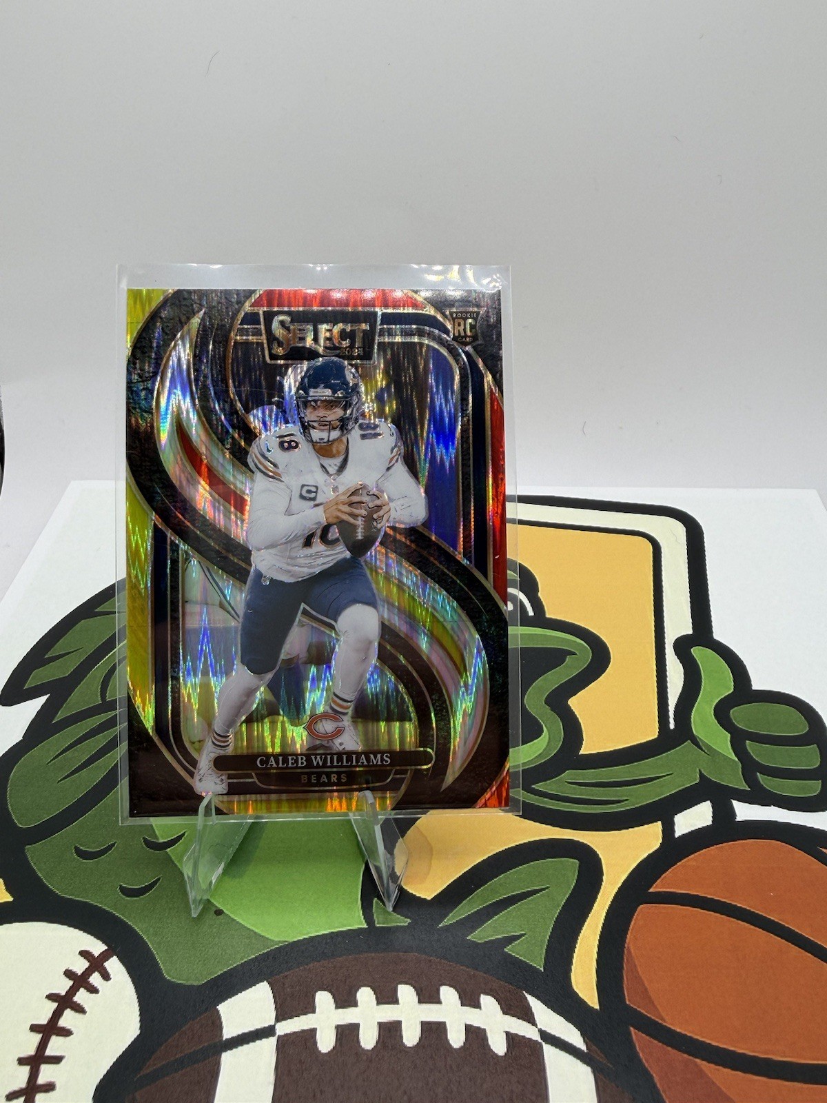 2024 Panini Select Premier Level Caleb Williams  Red & Yellow Shock Prizm (RC)