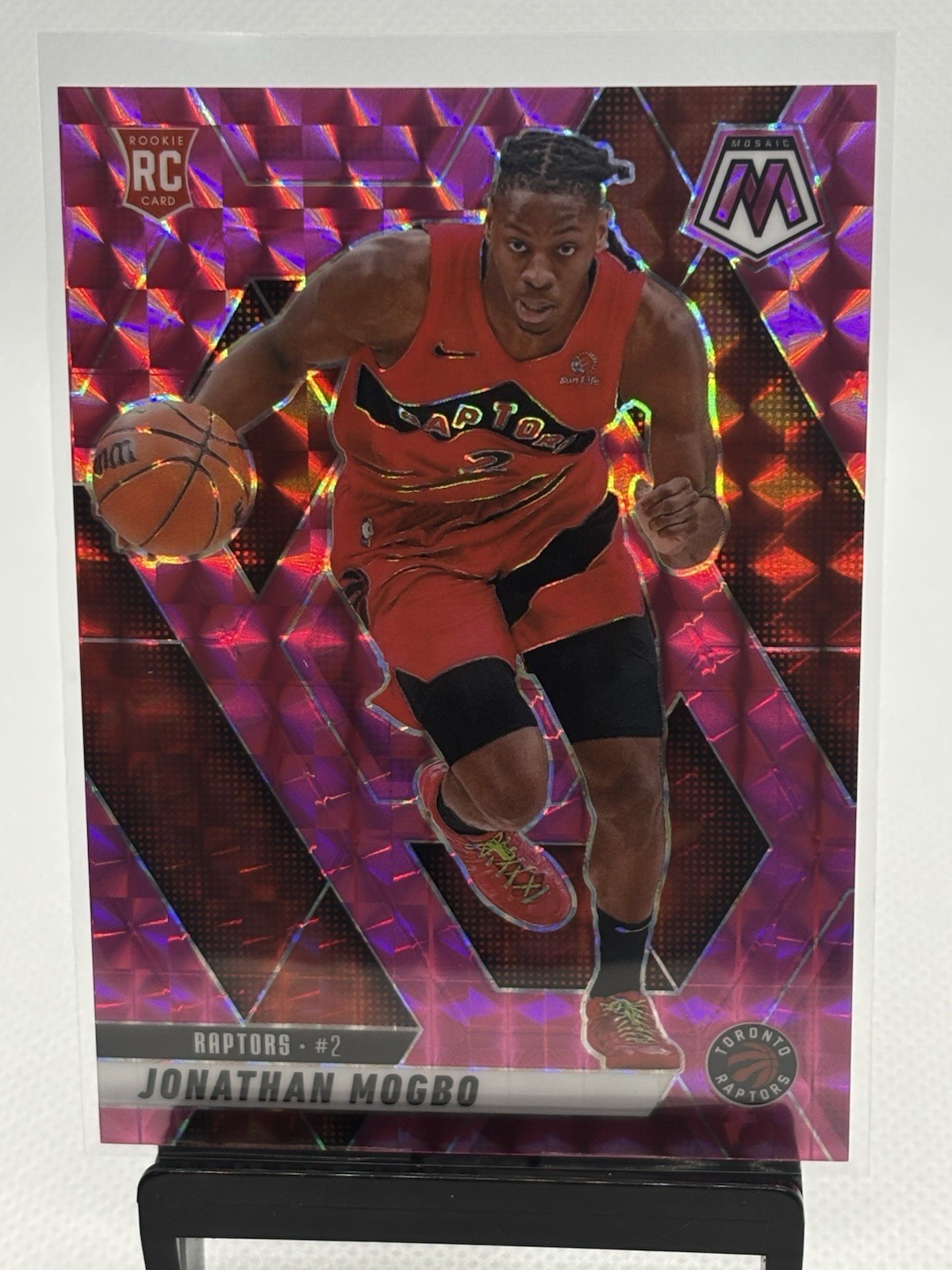 2024-25 Panini Mosaic #235 Jonathan Mogbo Rookie Pink Mosaic Prizm /175