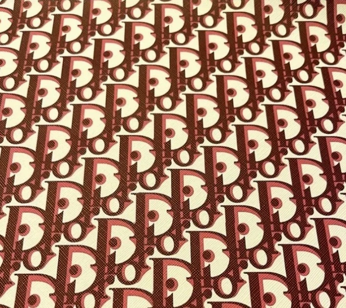 Dior LV GG Print Design Faux Fabric Designer Leather Sheet Craft DIY Material - Image 2 of 2