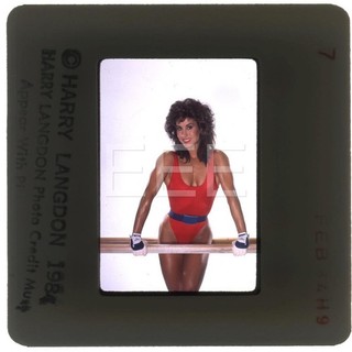 Sexy Rachel McLish Bodybuilder Model by Harry Langdon Transparency w/rights 77K