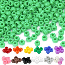 Green Pony Beads Bulk 1000 Pcs 6X9Mm, Large Hole Kandi Hair Beads for Braids Bra