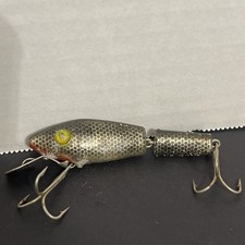 Vtg HERTER'S B AND H Minnow Jointed Silver/Black 2 1/2" Crankbait Fishing Lure