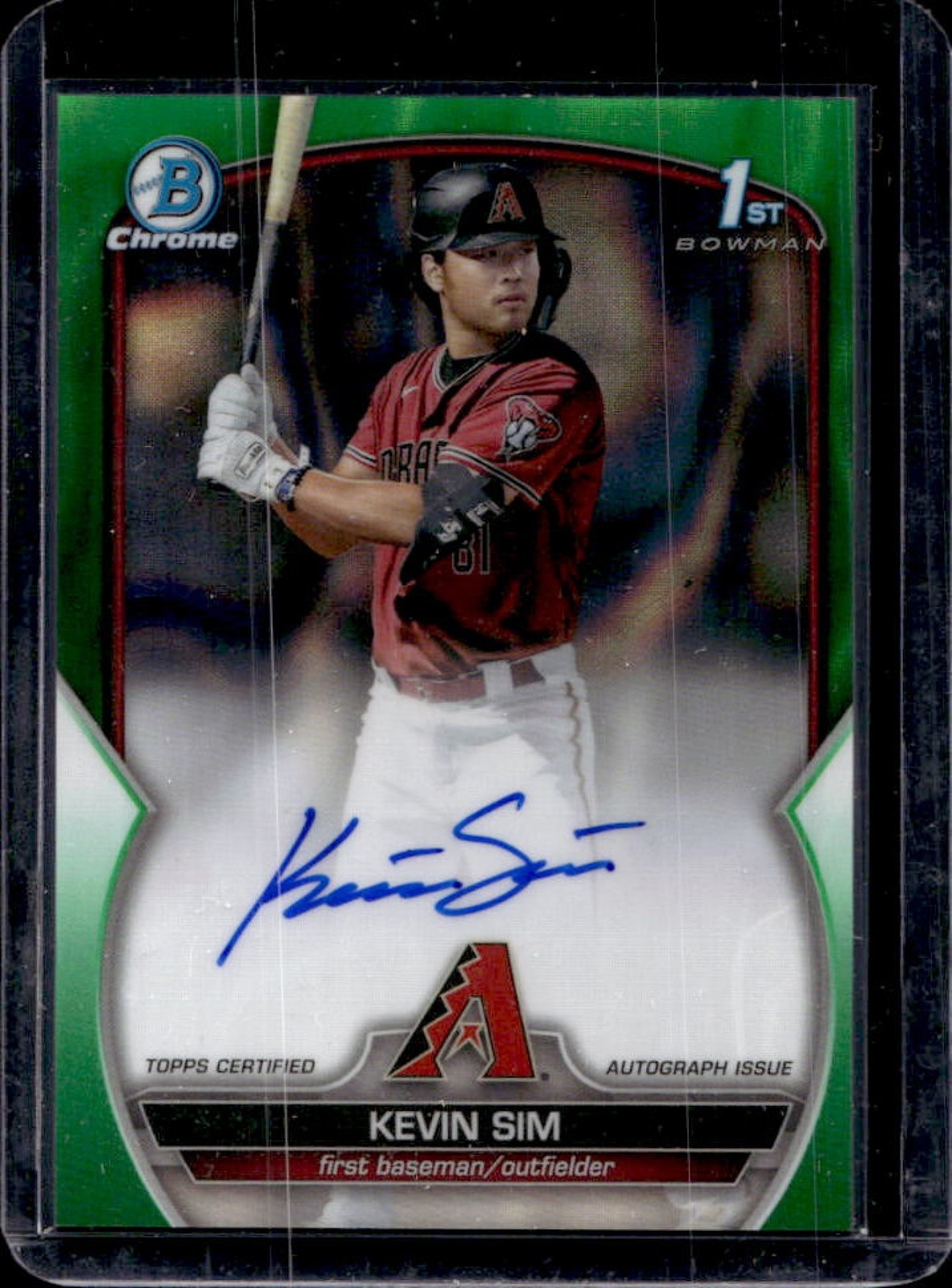2023 Bowman Draft Kevin Sim Chrome Auto Green Lava Refractor 1st Prospect #/99