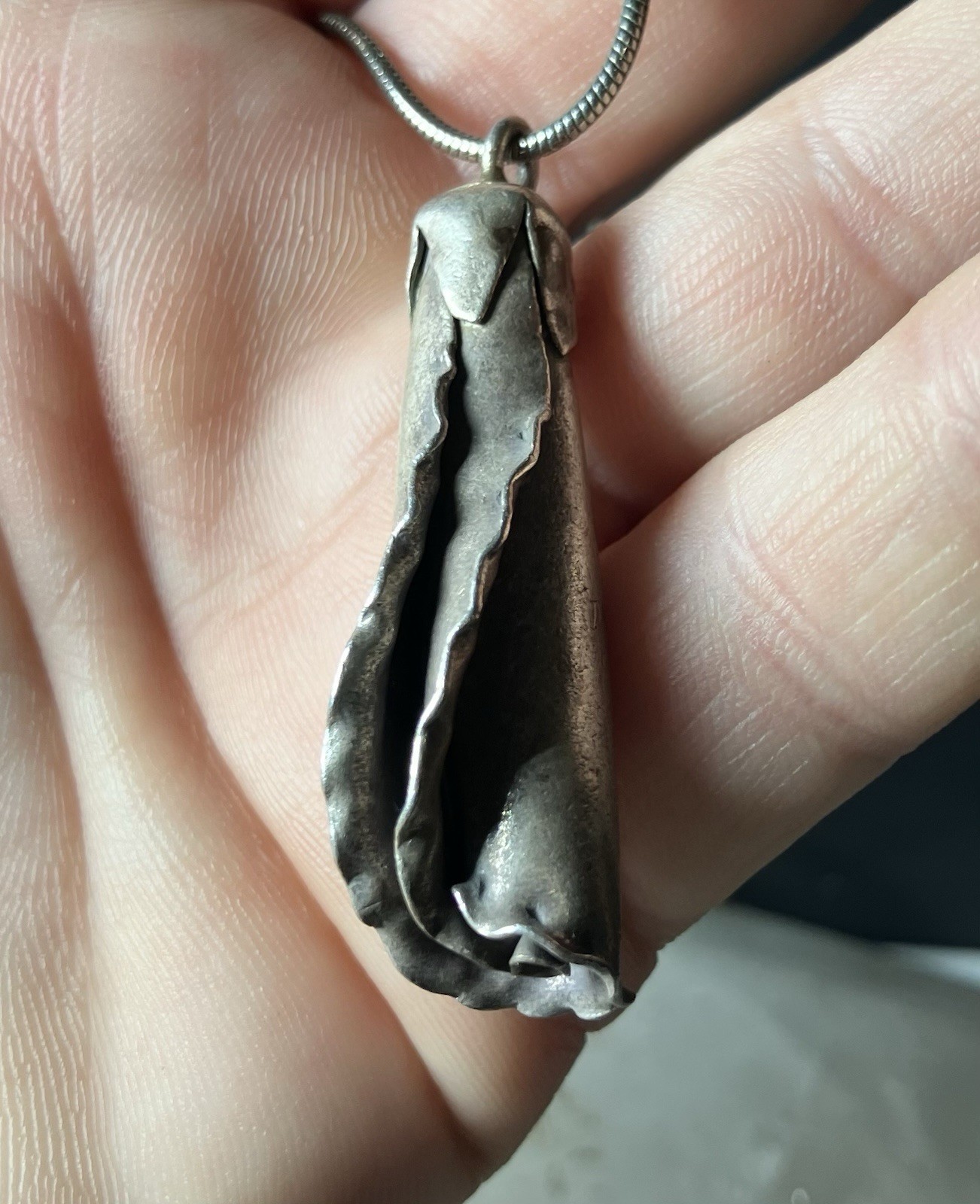 Sterling Silver Statement Flower Lily Pendant * H… - image 5