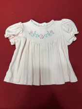 Vintage Carters Silver Tab 3-6 Months Pink Baby Girl Dress Floral embroidery