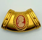 Vintage Gold Tone Cameo Slider Tube Pendant Scarf / Enhancer Costume Jewelry