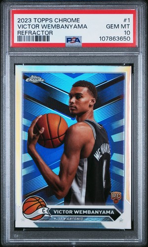 Carte Victor Wembanyama 2023 Topps Chrome Sudden Impact Green Refractor PSA 10