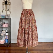 Vintage Ralph Lauren paisley button front cotton  linen challis skirt