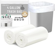 Small Trash Bags 4 Gallon, 100 Count Small Garbage Bags Bathroom Trash Bags Whit