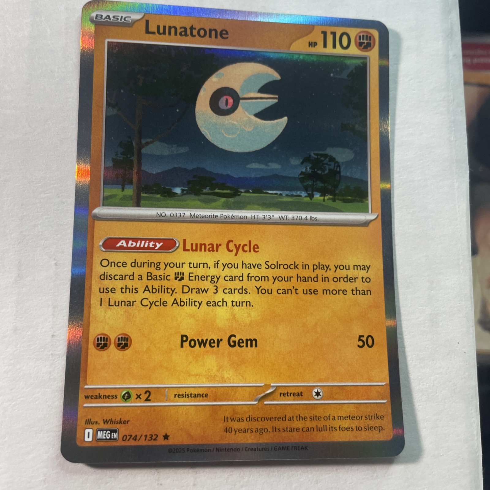 Pokémon TCG Lunatone 074/132 Holo Rare ME01: Mega Evolution