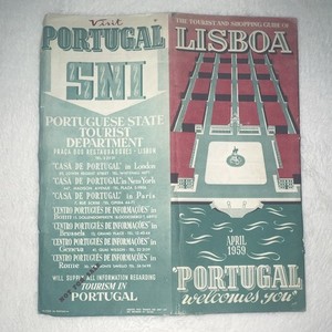 Lisbon Portugal Tourist Shopping Guide Booklet w/ Maps, April 1959
