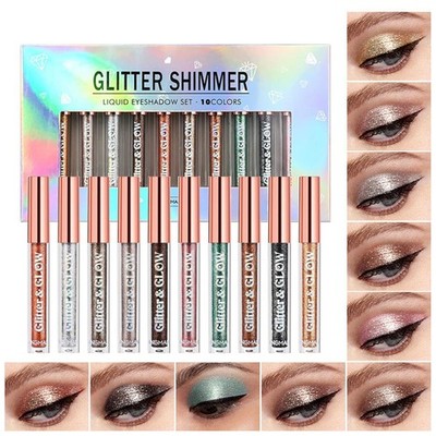 BestLand 10 Colors Liquid Glitter Eyeshadow Set, Metallic Multicolor 