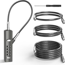 4-Digit Combination Cable Lock with 3 Steel Cables for Secure Protection