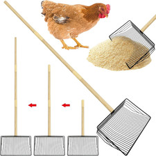 Stainless Steel Chicken Poop Scooper 3 in 1 Adjustable Wooden Handle Poop Scoope