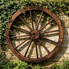 Large 90cm Wooden Garden Cart Wagon Wheel Rustic Ornamental Wall Fence Decor