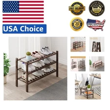 3 Tier Bamboo Shoe Rack Bench Storag Organizer Entryway Hallway Bench Seat Shelf