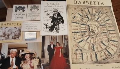 BARBETTA ITALIAN RESTAURANT 90th ANNIVERSARY MENU,MATCHES,PHOTOS,EPHEMERA 
