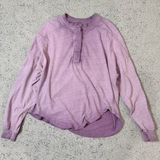 BDG Garment Dyed Sweatshirt Size S Purple Cotton Oversized Henley Long Sleeve