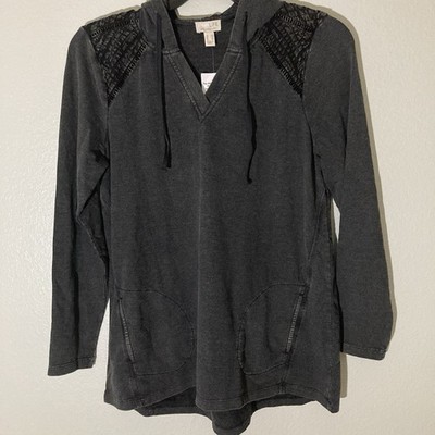 LOGO Life by Lori Goldstein Top Women S French Terry Pullover Hooded Grunge Goth