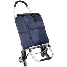 Blue Foldable Shopping Trolley Stair Climber Removable Oxford Waterproof Bag