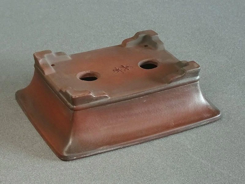 Japanese Bonsai Pot Tokoname BIGEI 6.5"(16.4cm) Brown Unglazed Rectangle G052 - Image 3 of 4