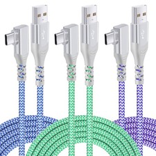 USB C Cable Fast Charging, Pofesun 3-Pack 10ft Nylon 10ft, Blue,Green,Purple