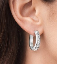 Huggie Hoop Women's Earrings Round Cut Simulated Diamond 14K White Gold Plated