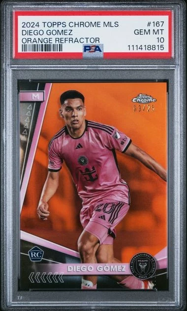 DIEGO GOMEZ 2024 TOPPS CHROME ORANGE REFRACTOR ROOKIE RC #D 03/25 PSA 10 POP 1/1
