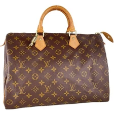 Louis Vuitton Monogram Speedy 35 Leather Fabric Brown Handbag 3838