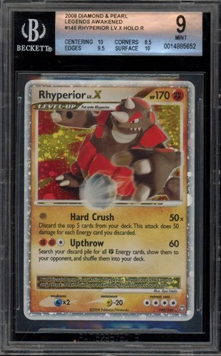 Pokemon Rhyperior Lv.X Legends Awakened Holo Ultra Rare #145 BGS 9 Mint
