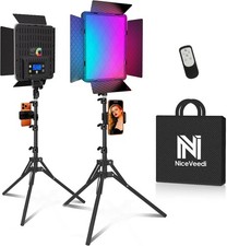 NiceVeedi Full Color RGB Video Photo Light Kit 2 Pack