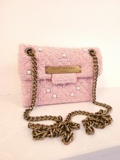 Borsa Kurt Geiger Mini Brixton donna tweed rosa impreziosita tracolla