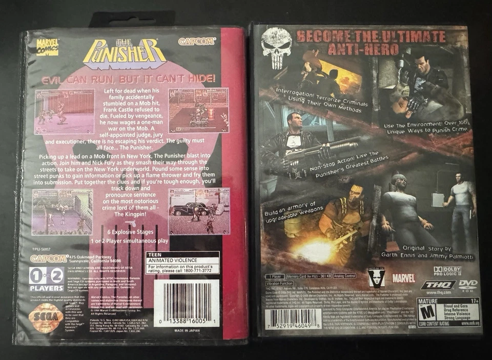 Sega Genesis the Punisher 1994 Case and Game Manual Not Included & Punisher Ps2 - Image 2 of 4