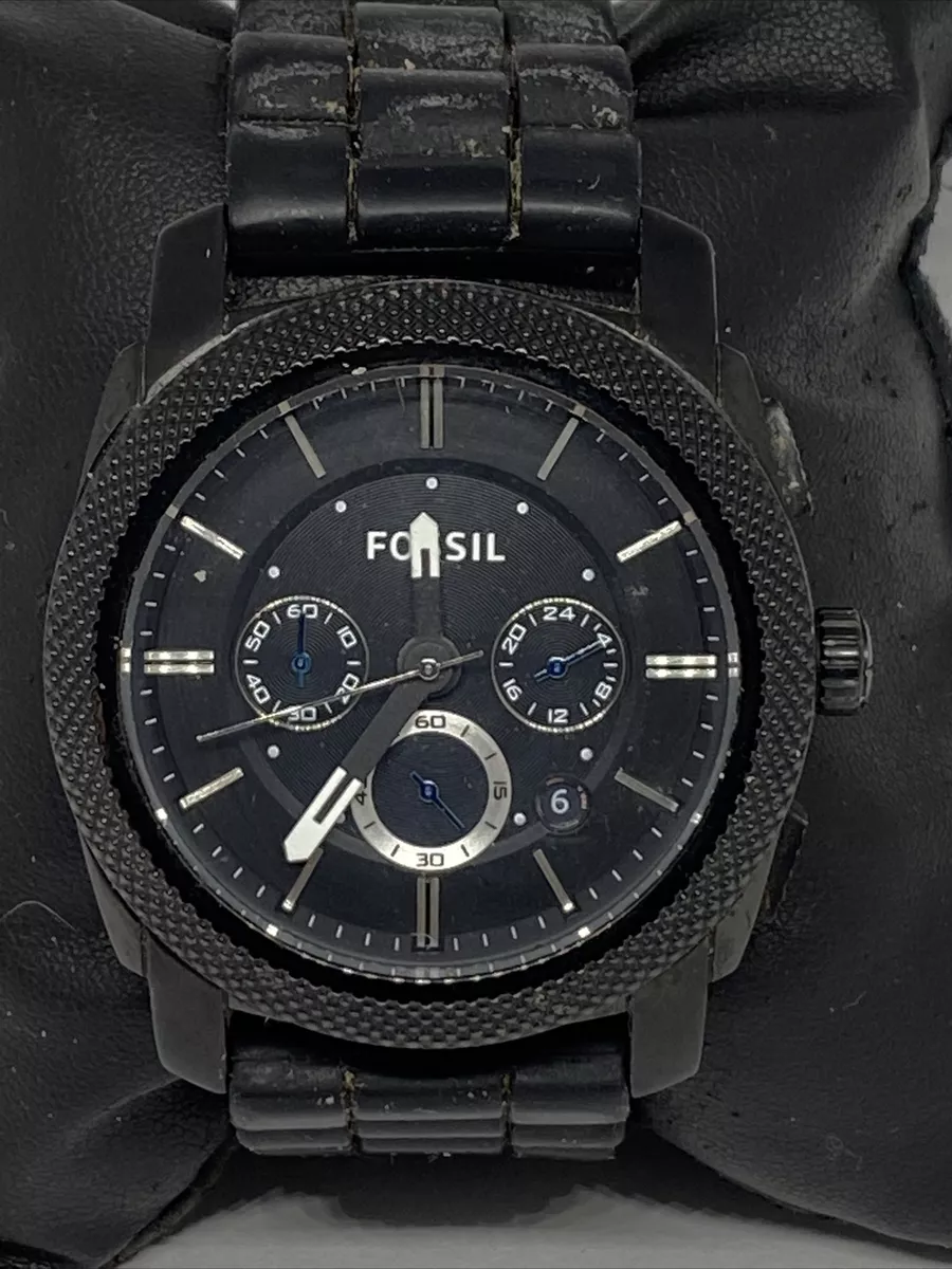Fossil Machine FS4487 Men's Black Silicone Black Analog Dial