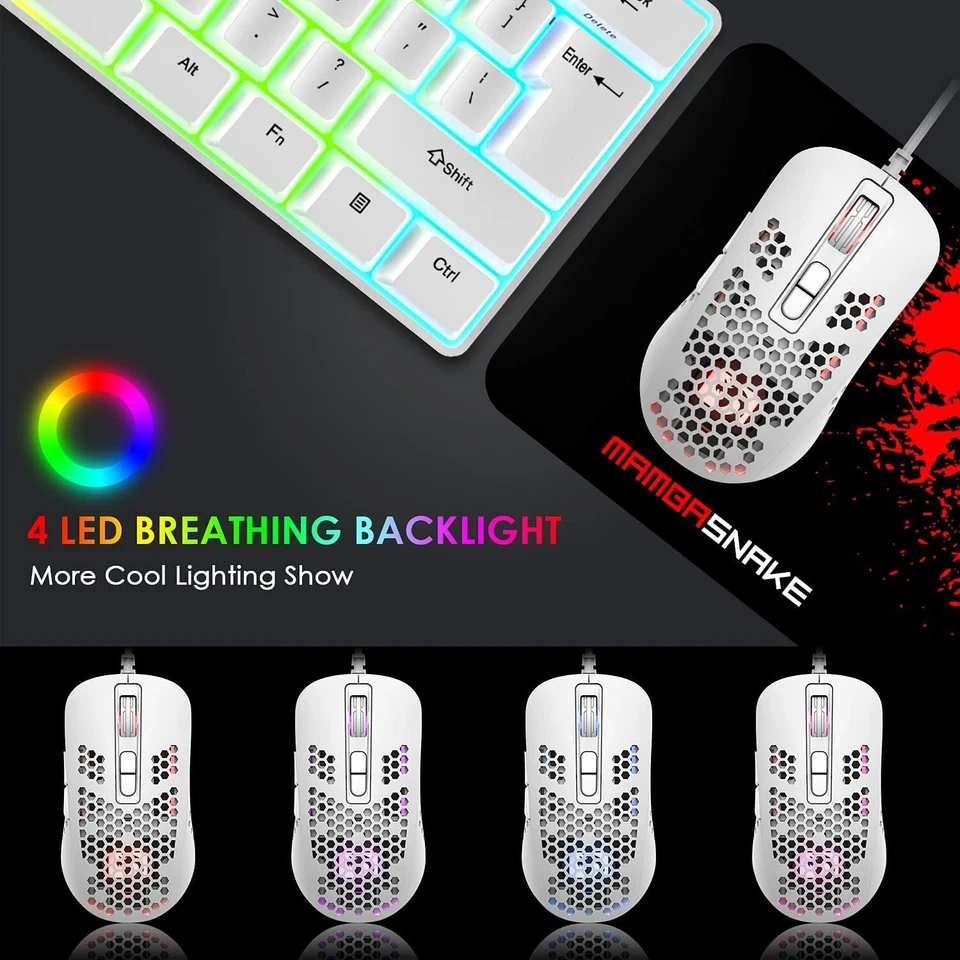 Ultralight Wired Gaming Mouse Lightweight Honeycomb Shell Ergonomic USB RGB Mice - Image 3 of 4