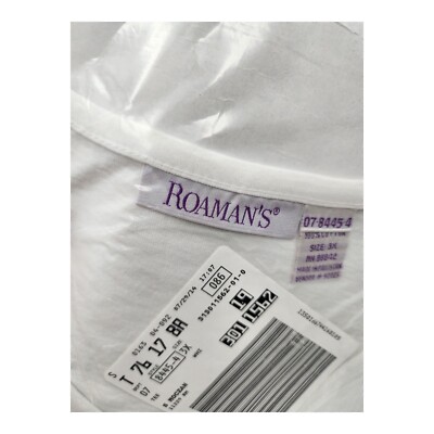 に Roaman's Women's Shirt Top Tee Short Sleeves White 3X New Romans