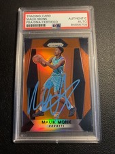 Malik Monk signed 2017-18 Panini Prizm Orange Prizm /49 #233 Rookie RC psa auto