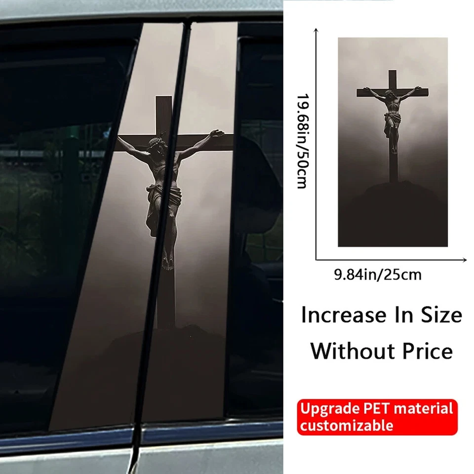 Pegatinas de pilar de puerta automática cruz cristiana Jesús luz coche para Audi BMW Mercedes Foto 3 de 4