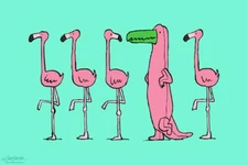 Jim Benton Flamingo Gator Funny Laminated Dry Erase Sign Poster 12x18