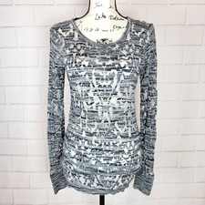 Simply Vera Vera Wang Women's Gray Sheer Mesh Long Sleeve Tunic Top Size M