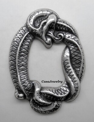 4177 ANTIQUED .925 STERLING SILVER PLATED COILED SNAKE COMPONENT