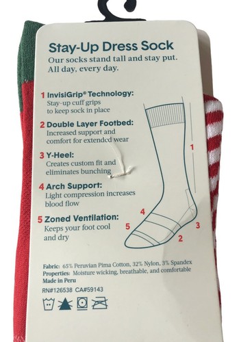Tommy John Stay-Up Kids Christmas Dress Socks Shoe Sz 3.5-5 Ho Ho Ho Haute Red - Picture 6 of 6